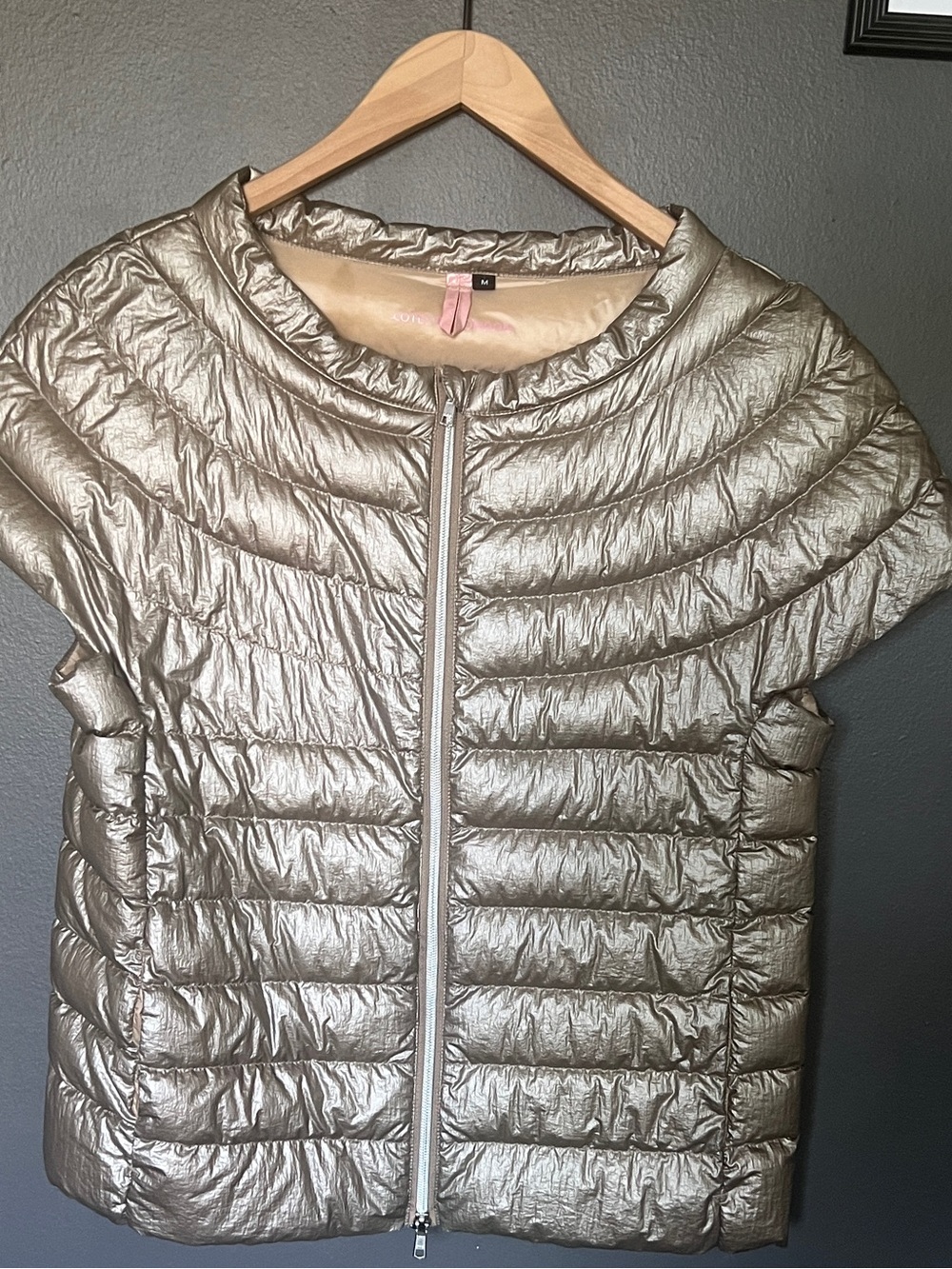 Cotes of London Metallic Quilted Short-Sleeve Puffer Jacket - Metallic Gold